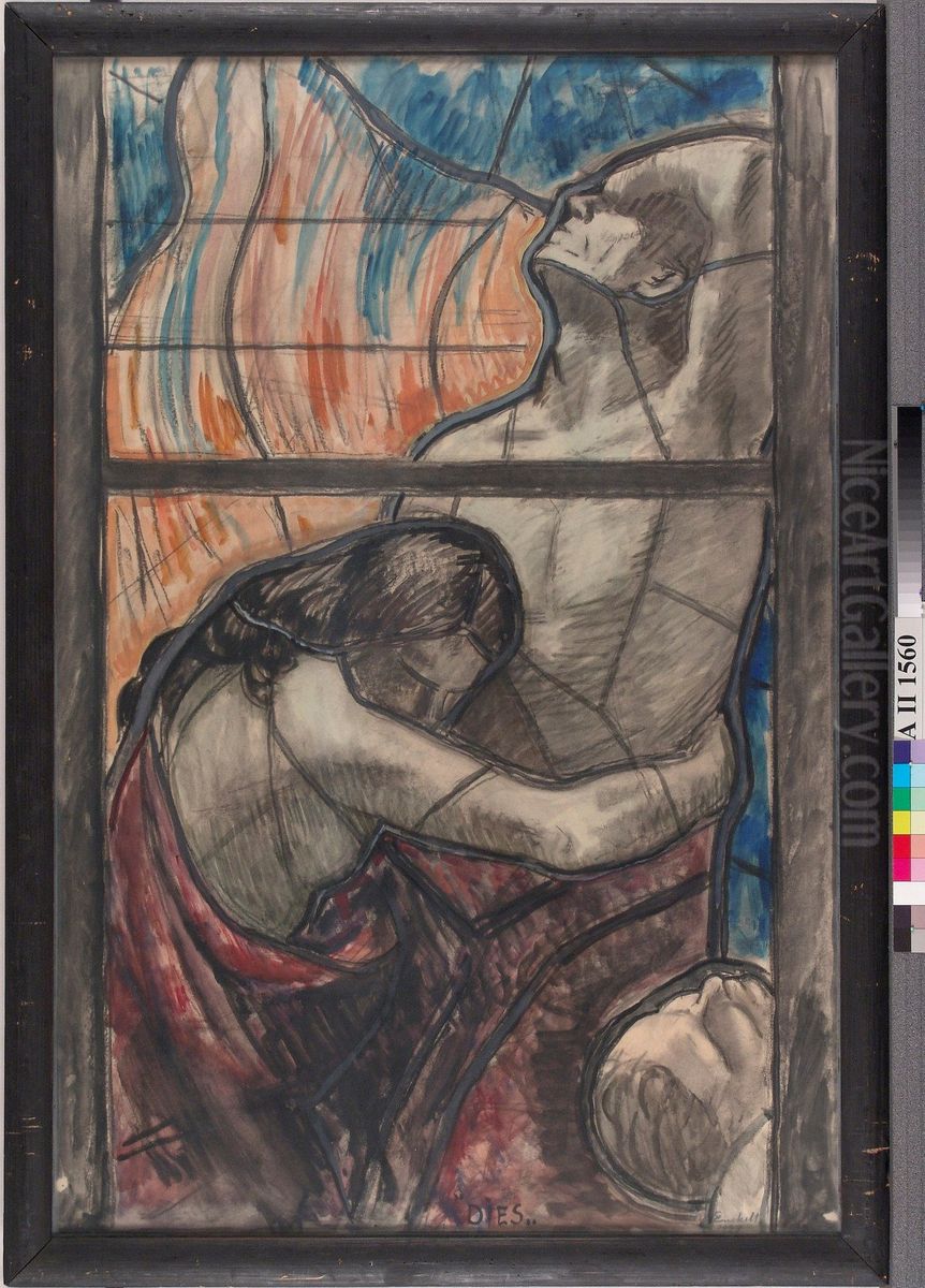 Skarselden. Detalj av glasmalningskomposition for Abo Domkyrka Oil Painting by Magnus Enckell