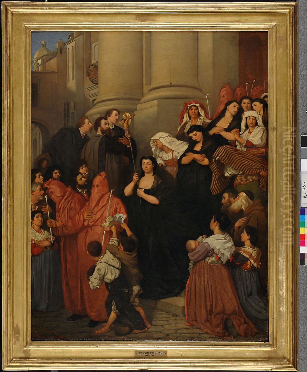 Procession in Rome Oil Painting by Severin Falkman