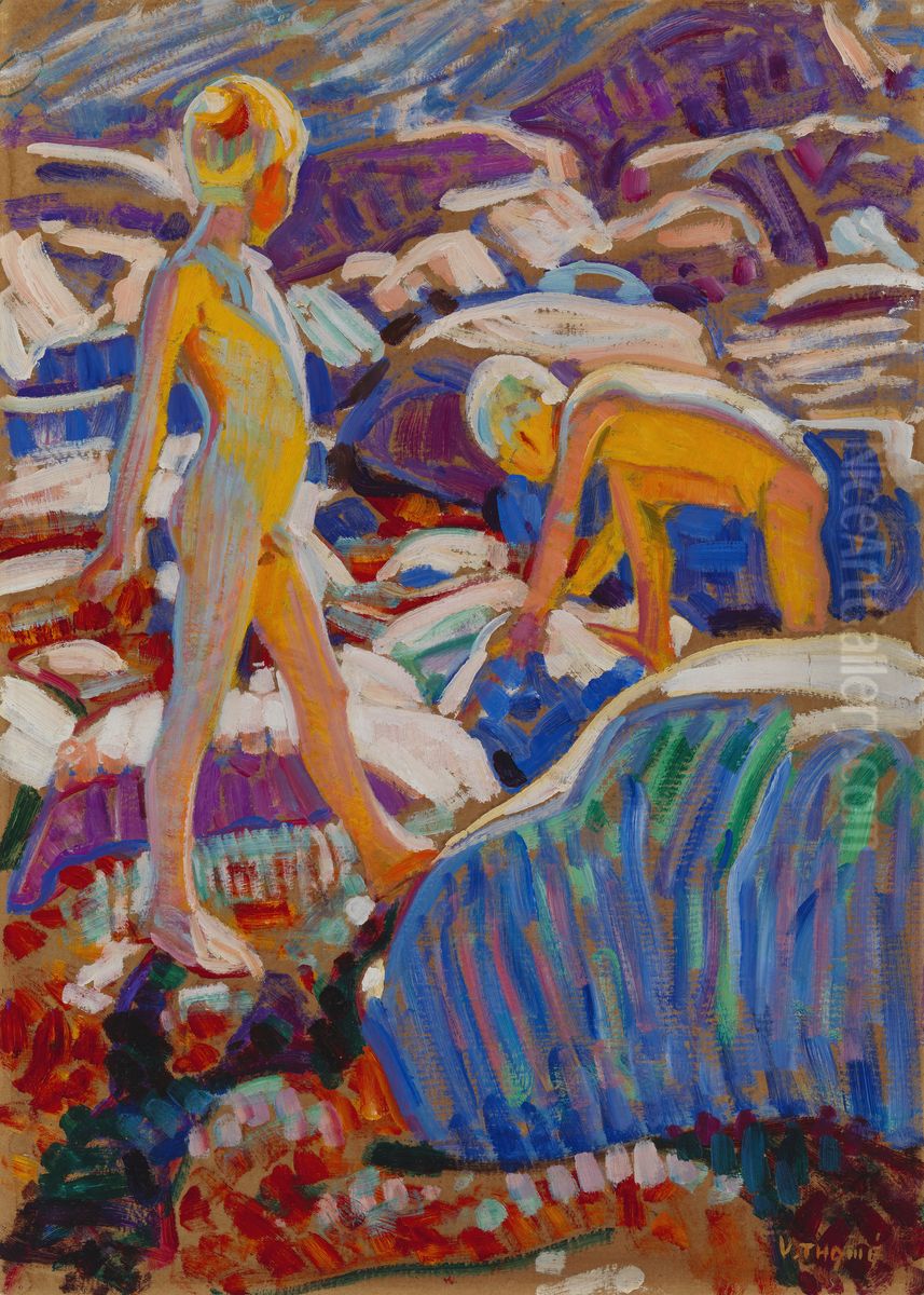 Boys on the Shore Oil Painting by Verner Thome