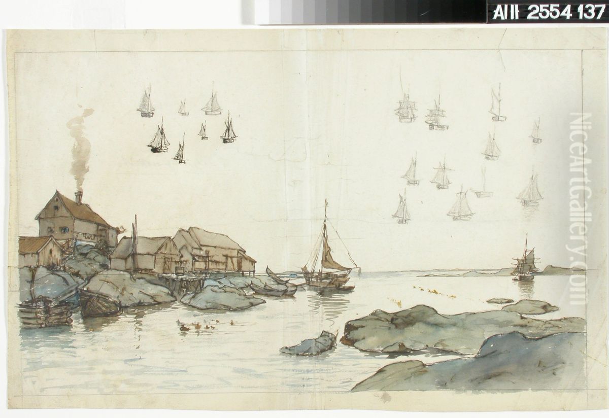 Seaside Landscape Oil Painting by Oscar Kleineh