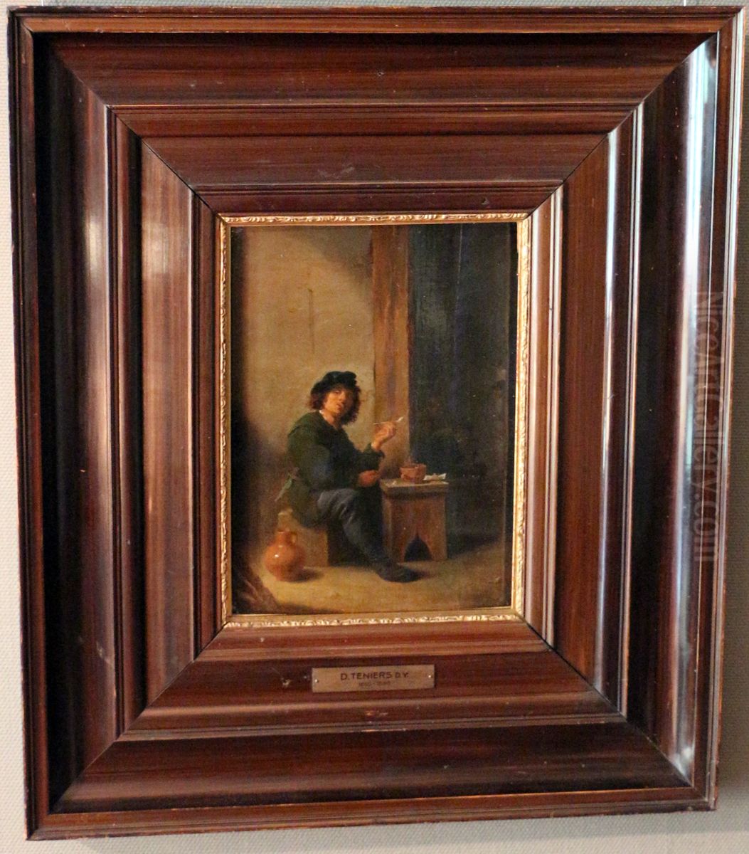 A man smoking his pipe Oil Painting by David Teniers the Younger