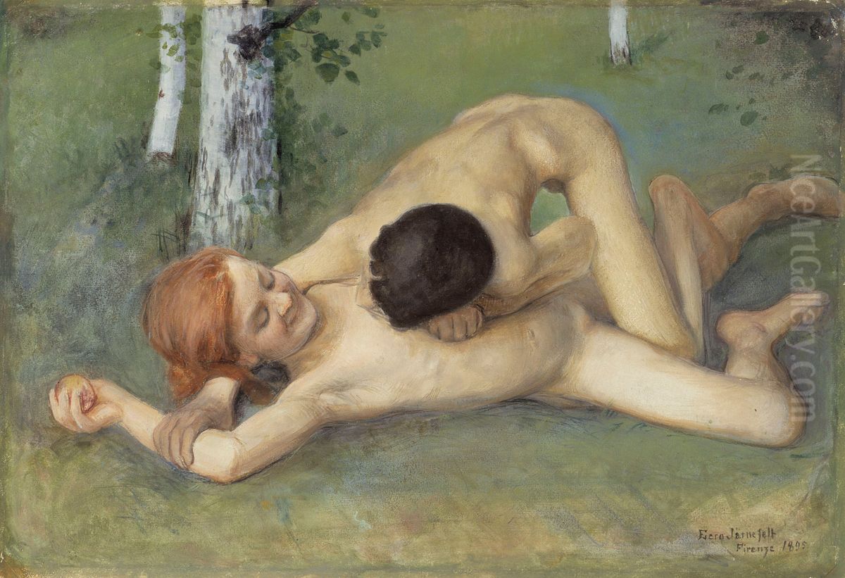 Leikkivia lapsia Oil Painting by Eero Jarnefelt