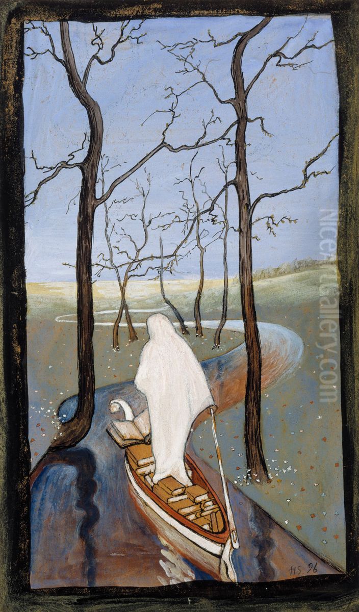 The Stream of Life; On the River of Life Oil Painting by Hugo Simberg