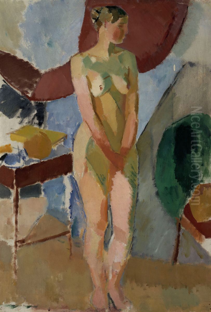 Standing Female Nude Oil Painting by Karl Isakson