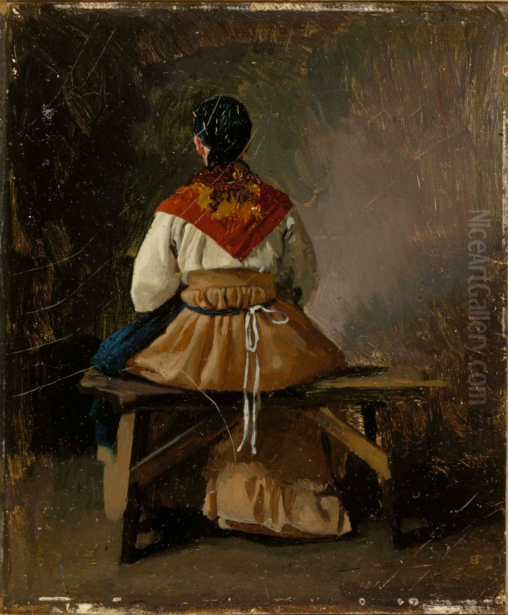 Istuva talonpoikaisnainen Oil Painting by Nikolai Dmitriev-Orenburgsky