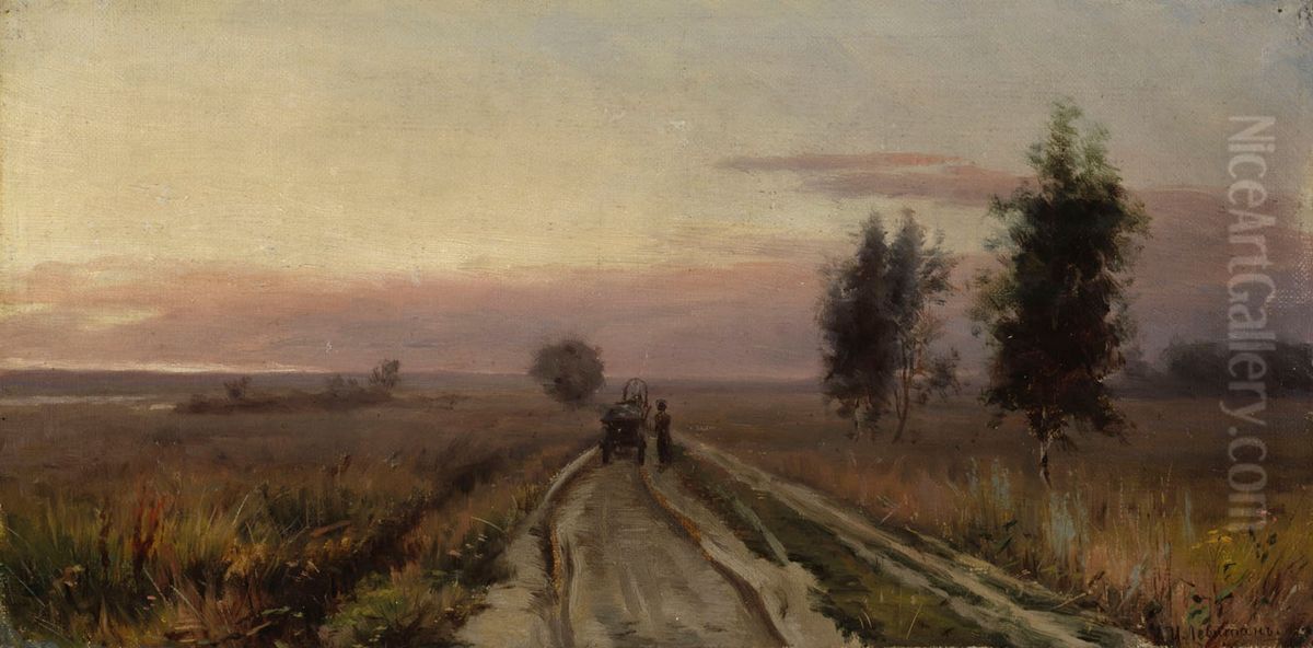 Village Road Oil Painting by Isaac Levitan