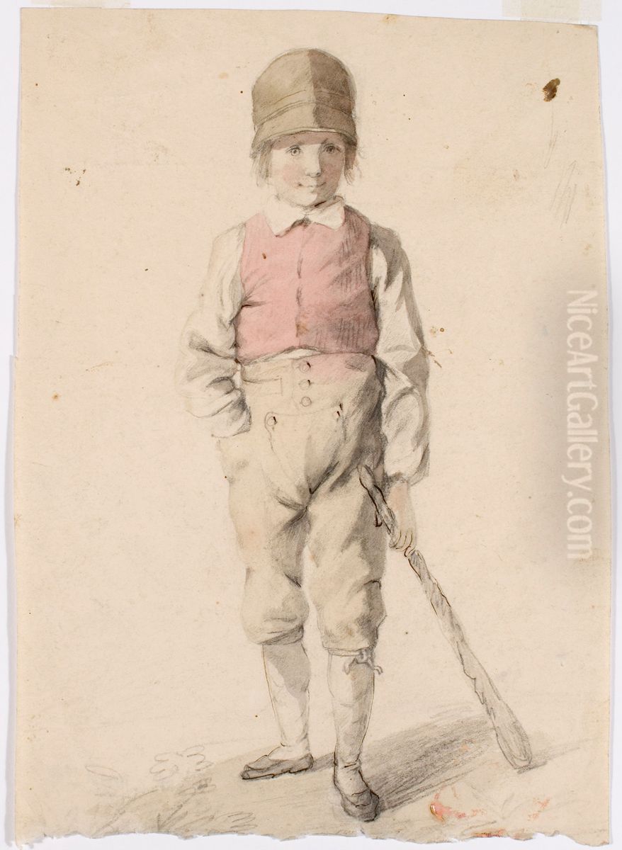 Seisova poika karttu vasemmassa kadessa Oil Painting by Robert Wilhelm Ekman