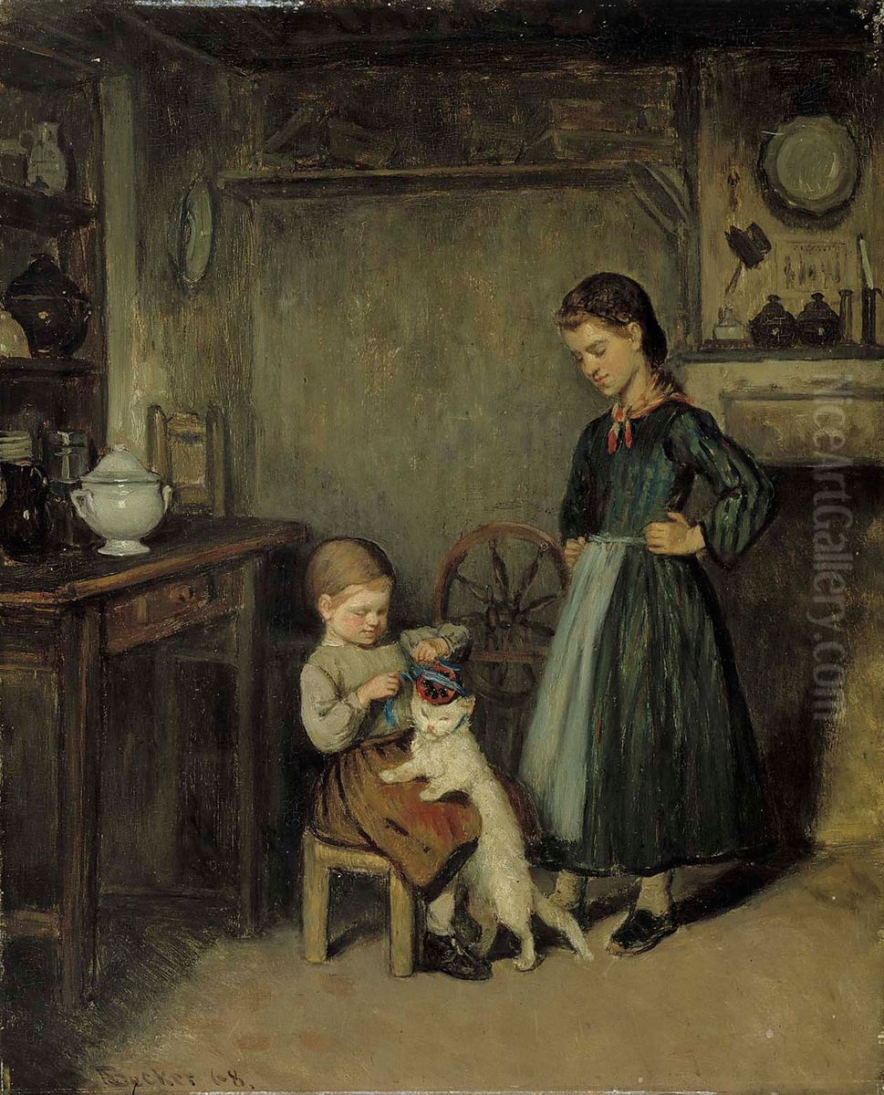 A French Interior Oil Painting by Adolf von Becker