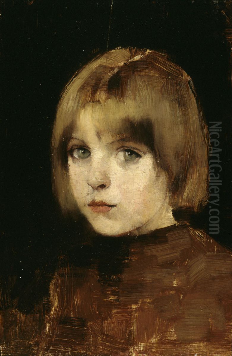 Head of a Girl Oil Painting by Helene Schjerfbeck