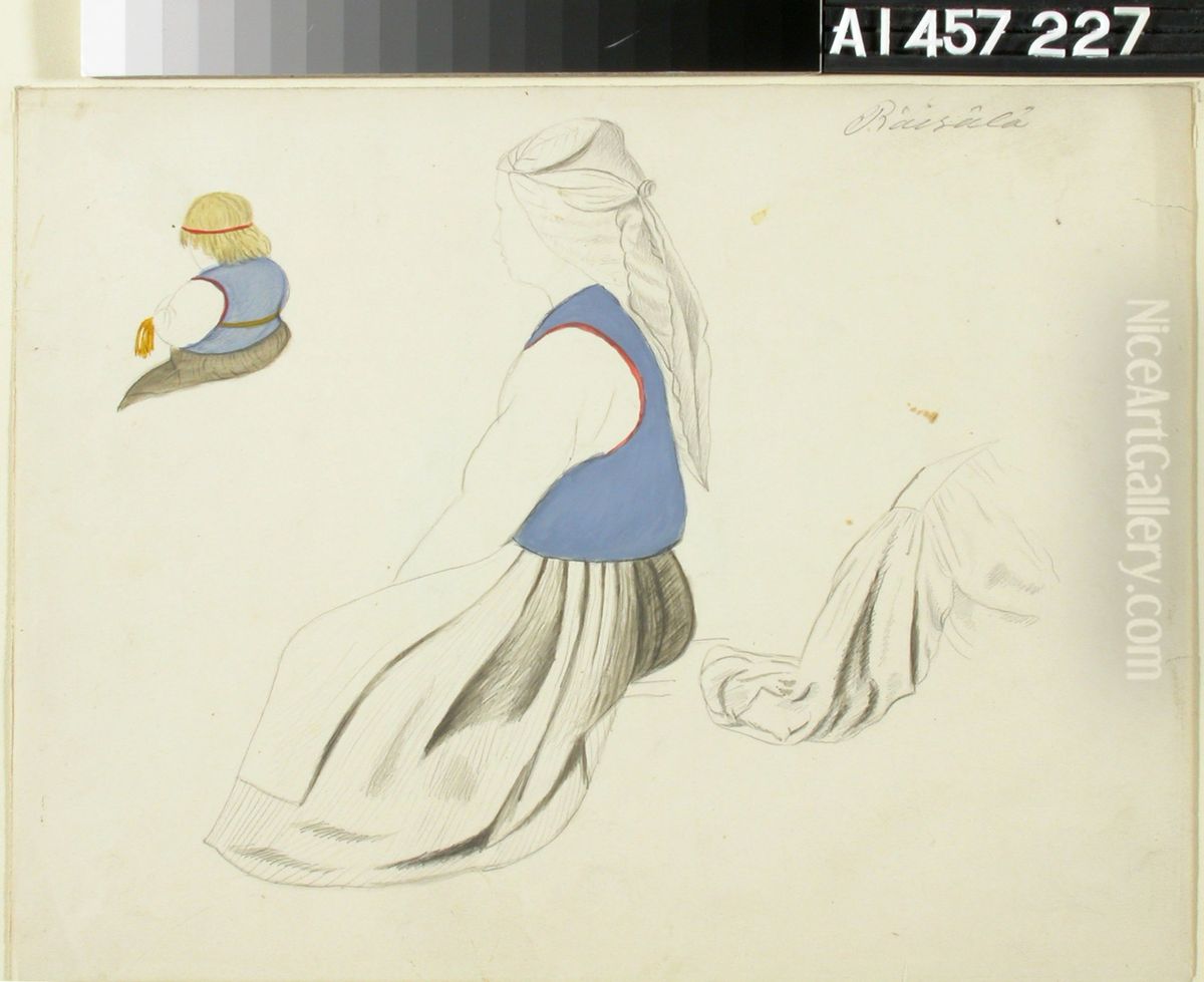 Harjoitelmia raisalalaisista kansallispuvuista Oil Painting by Robert Wilhelm Ekman