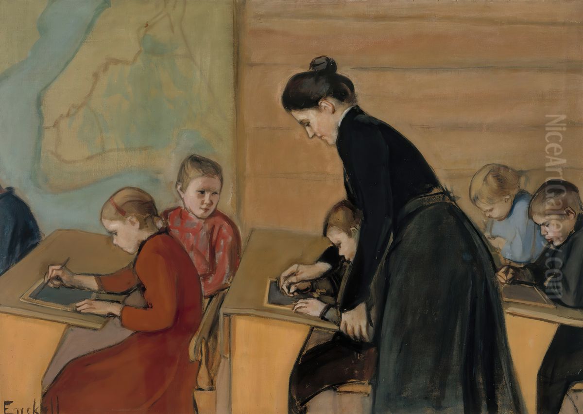 Elementary School Oil Painting by Magnus Enckell