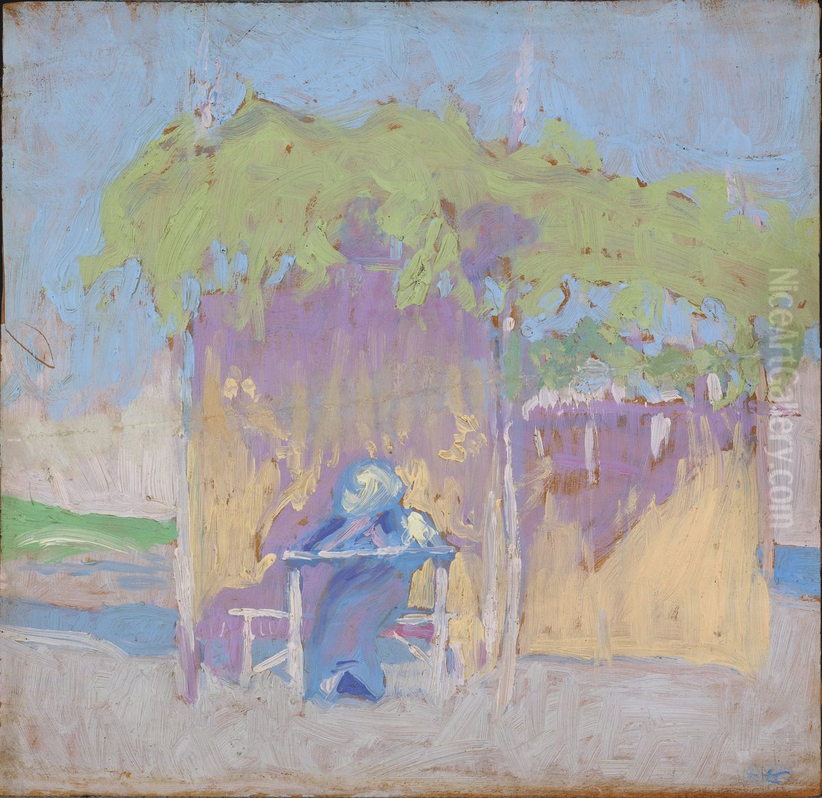 Badkabin, Forte dei Marmi Oil Painting by Ellen Thesleff