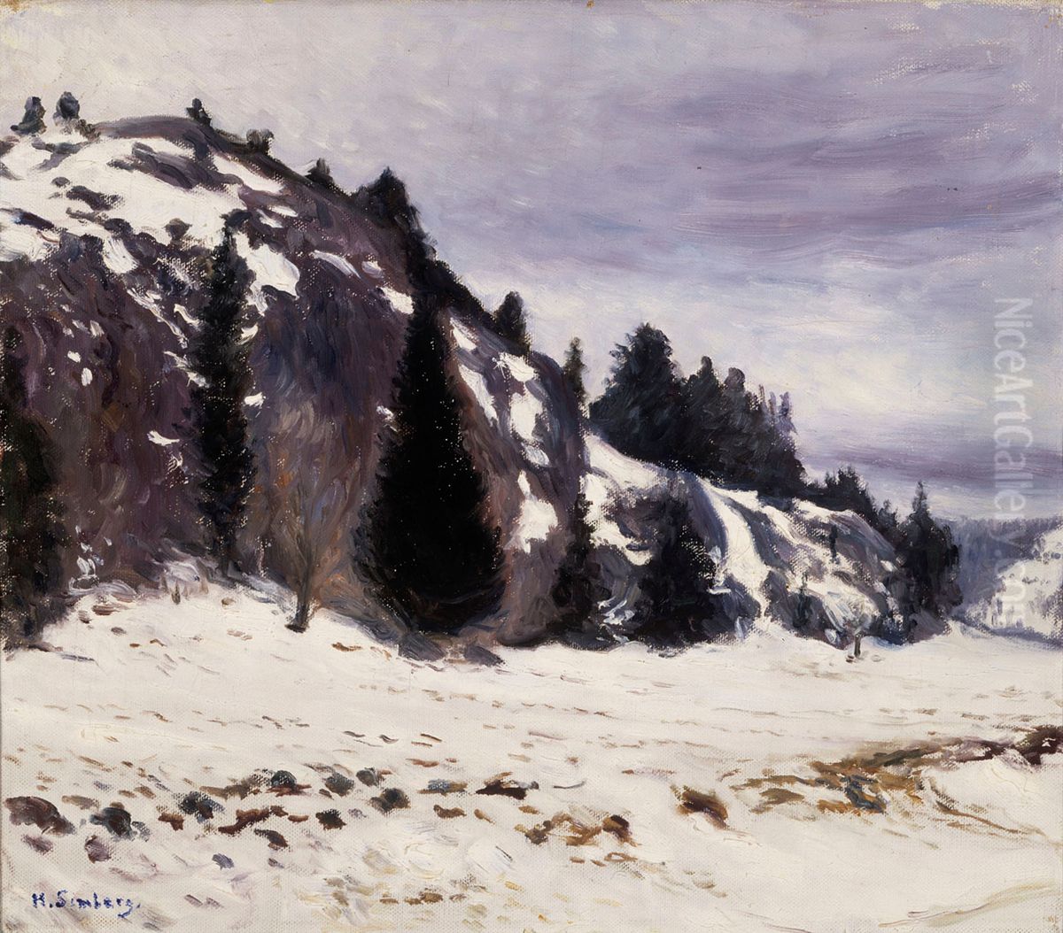 Winter Landskap Oil Painting by Hugo Simberg