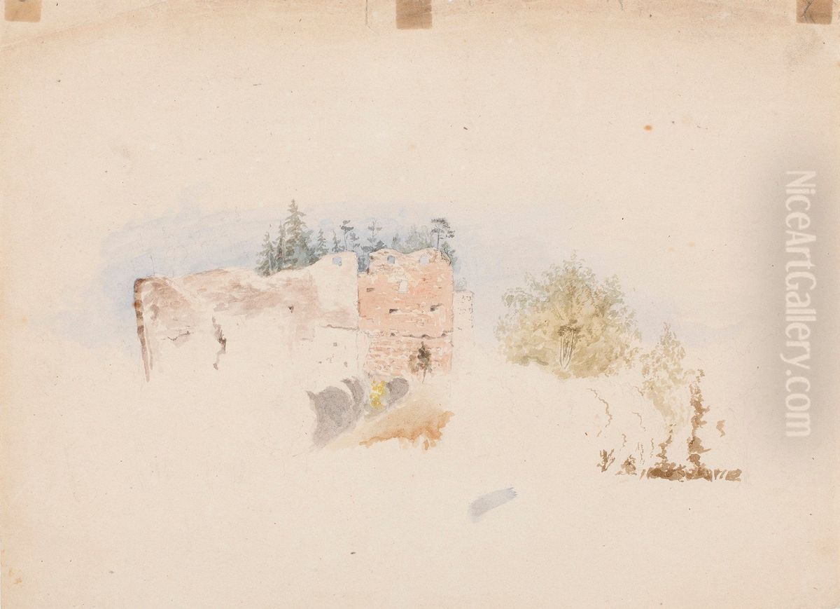 Raaseporin linnan rauniot Oil Painting by Werner Holmberg