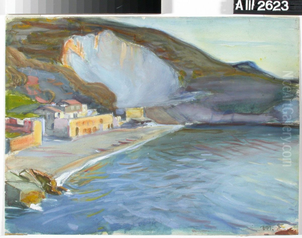 Rantakuva Napolin seudulta Oil Painting by Magnus Enckell