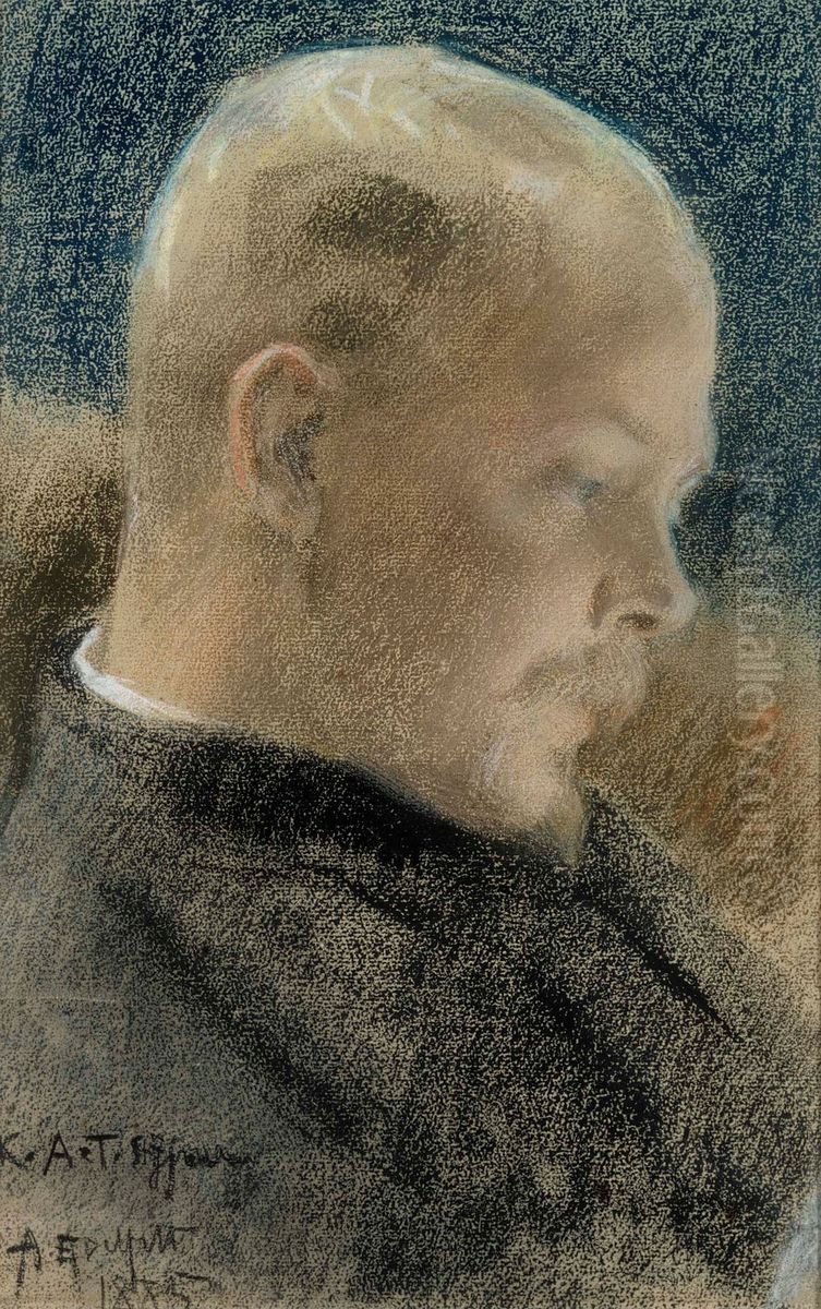 Portrait of the Author Karl A. Tavaststjerna (Portrait of Karl A.Tavaststjerna the Writer) Oil Painting by Albert Edelfelt