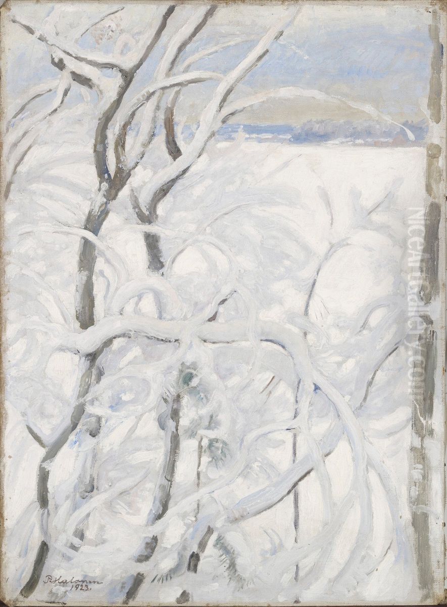 Tree in Winter Oil Painting by Pekka Halonen
