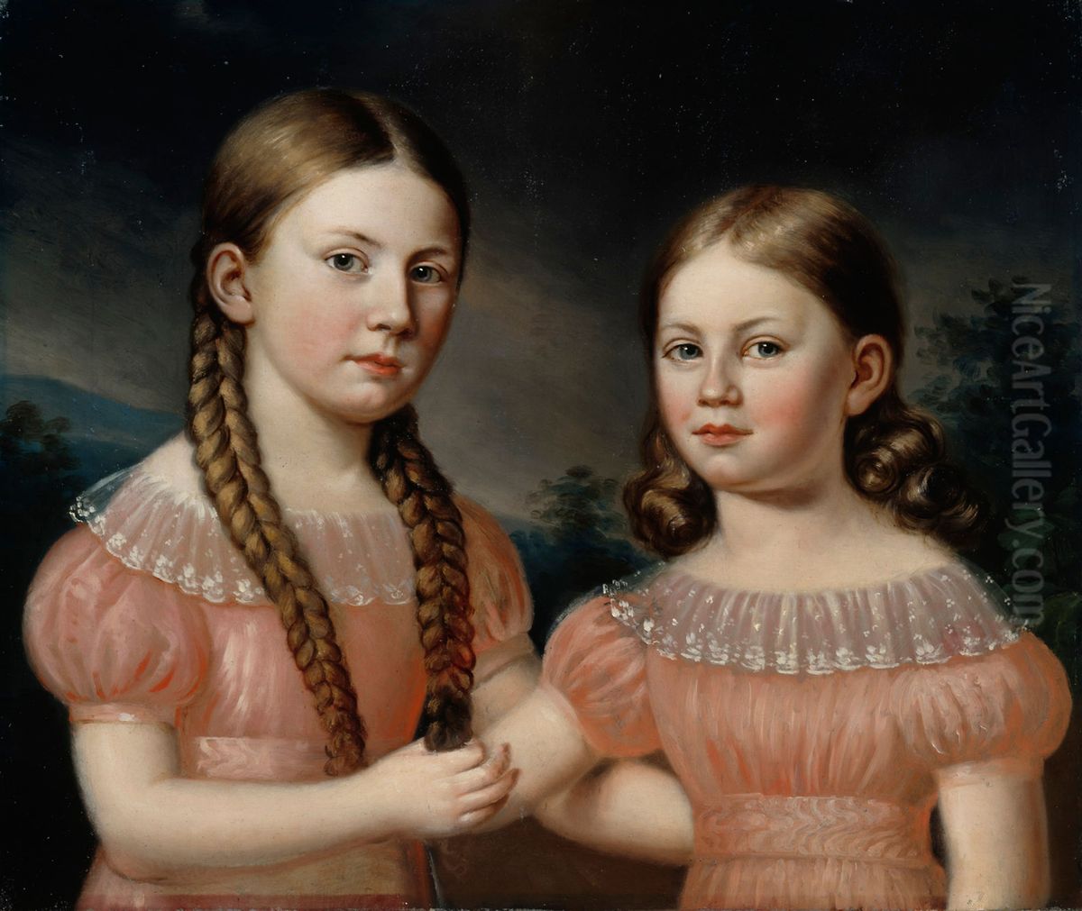 Jacobina and Helena Simelius Oil Painting by Johan Erik Lindh