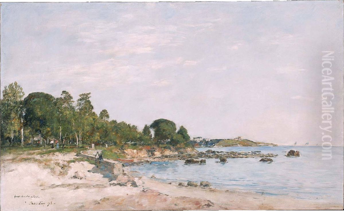 Juan-les-pins, the Bay and the Shore Oil Painting by Eugene Louis Boudin