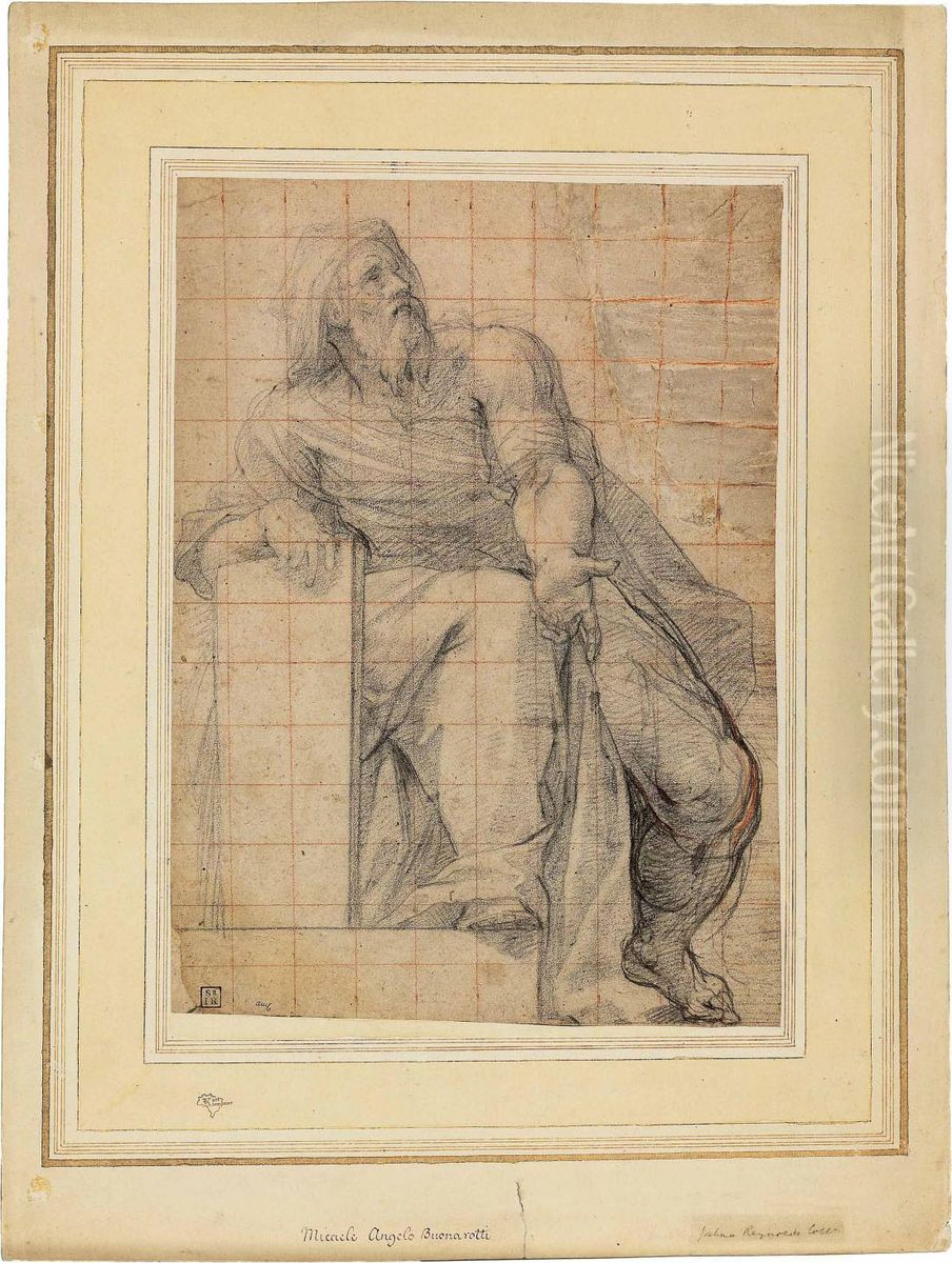 A Seated Prophet Oil Painting by Alessandro Casolani