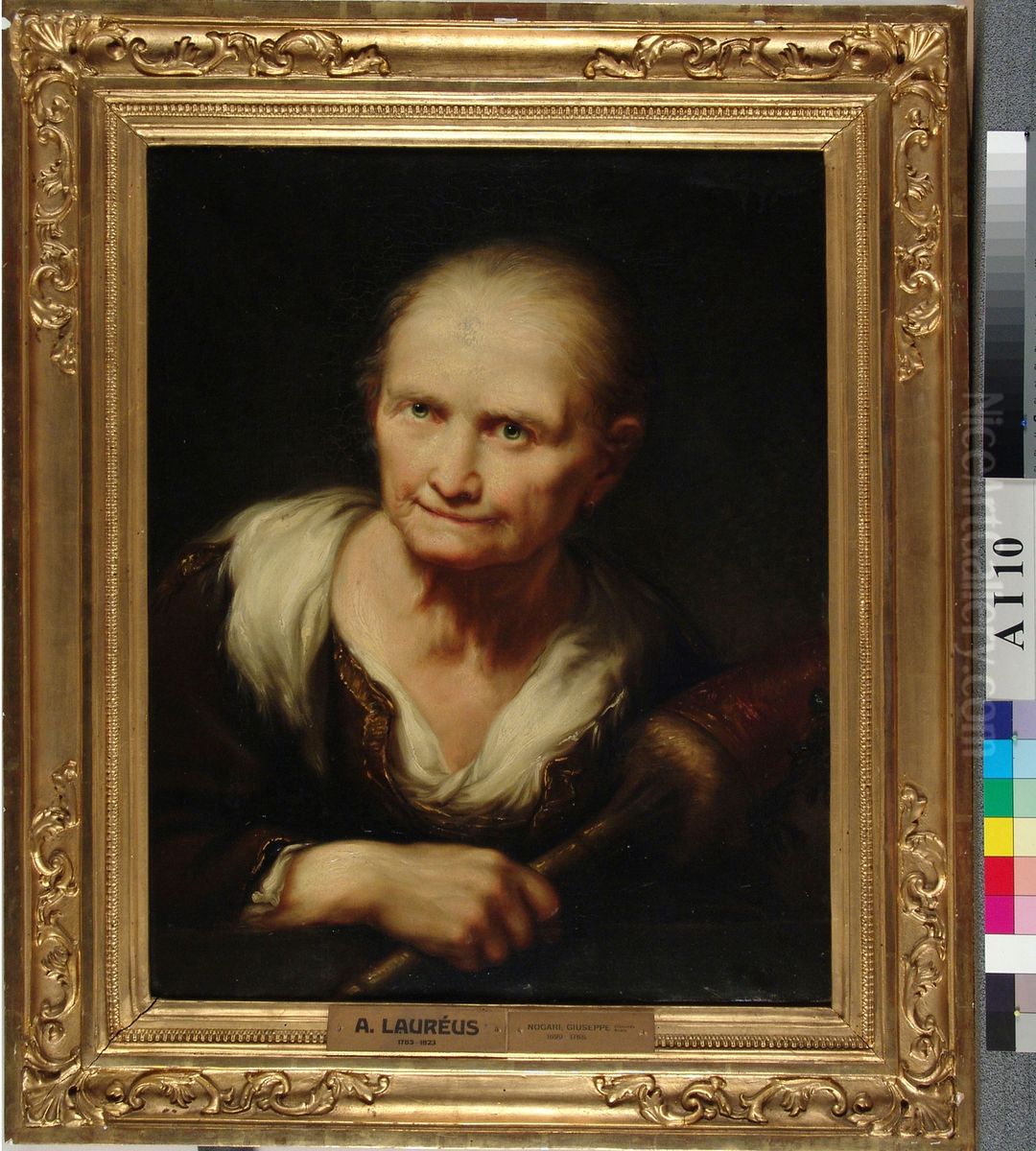 Vanha vaimo varttinoineen, kopio Giuseppe Nogarin mukaan Oil Painting by Aleksander Laureus