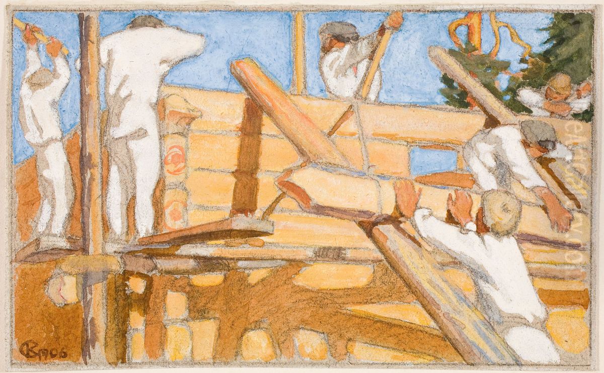 Vid stugknuten Oil Painting by Akseli Valdemar Gallen-Kallela