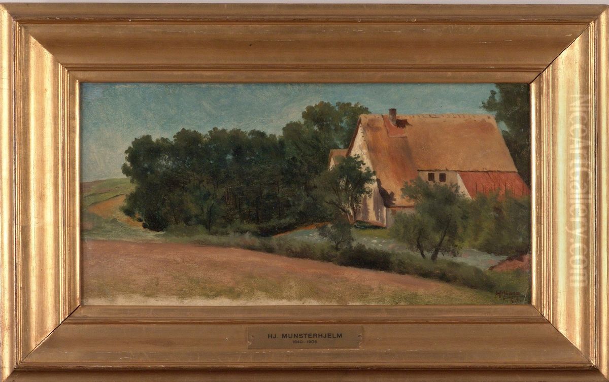 Saksalainen maalaistalo tien varressa Oil Painting by Hjalmar Munsterhjelm