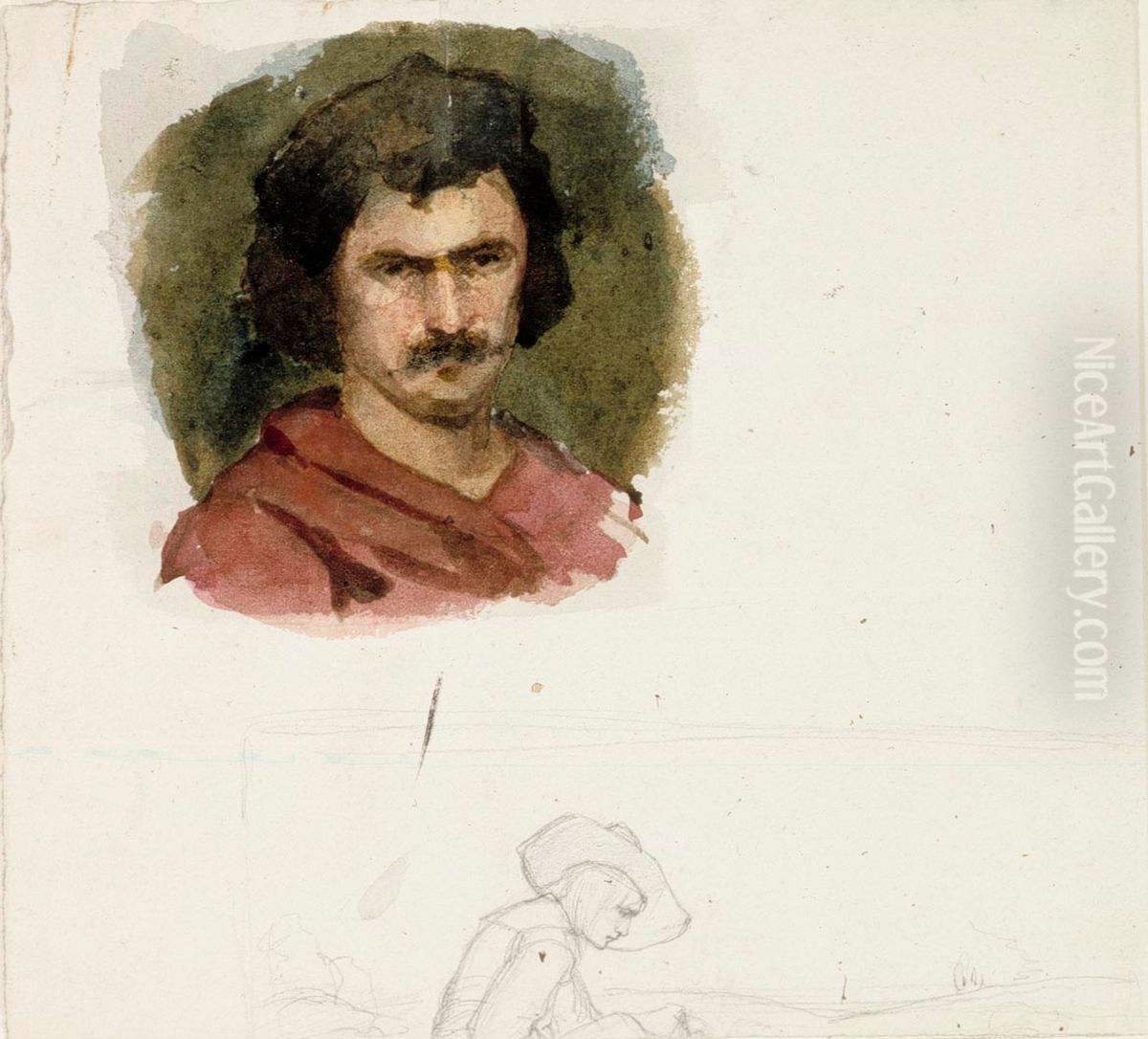 Italialainen mies, tutkielma Oil Painting by Albert Edelfelt