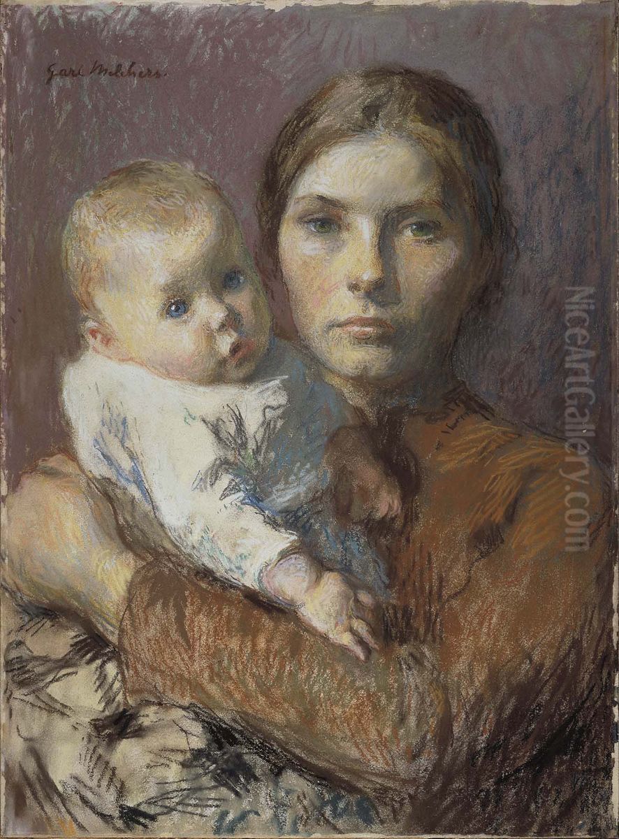 Mother and Child Oil Painting by Gari Julius Melchers