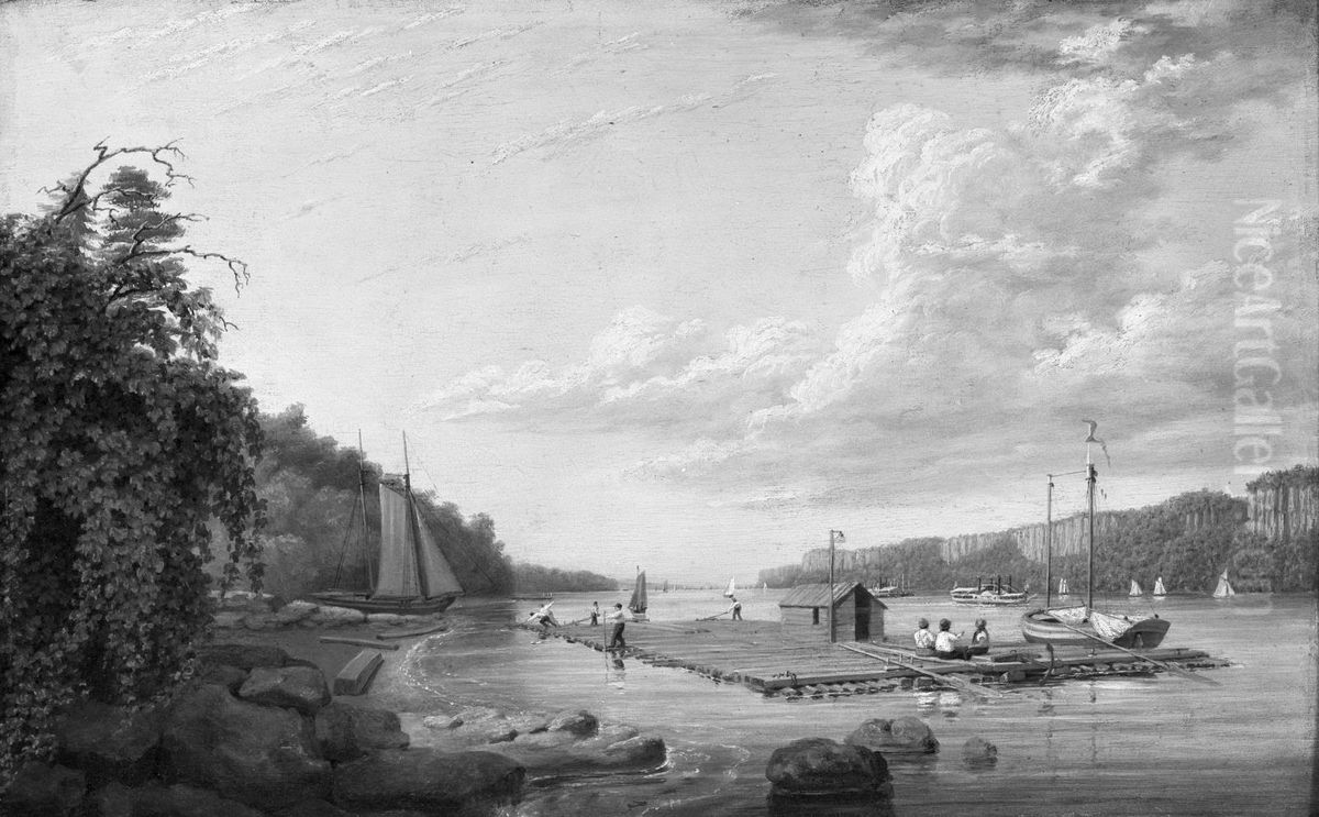 View on the Hudson Oil Painting by George Harvey