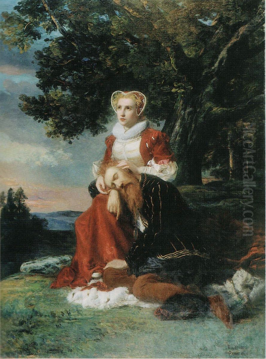 Portratt av Erik XIV och Karin Mansdotter Oil Painting by Erik Johan Lofgren