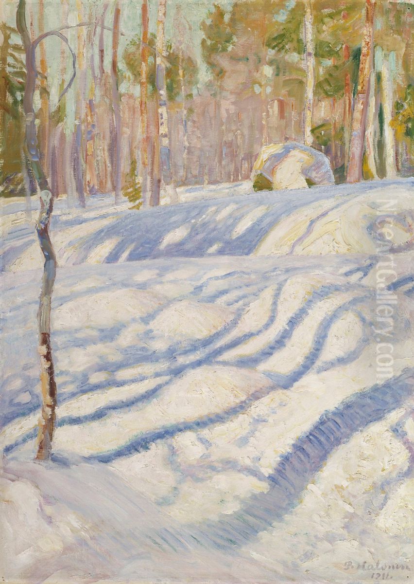 Soligt vinterlandskap Oil Painting by Pekka Halonen