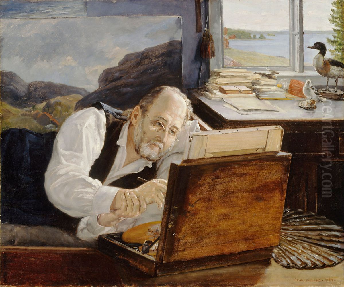 Ferdinand von Wright at Work Oil Painting by Arvid Liljelund