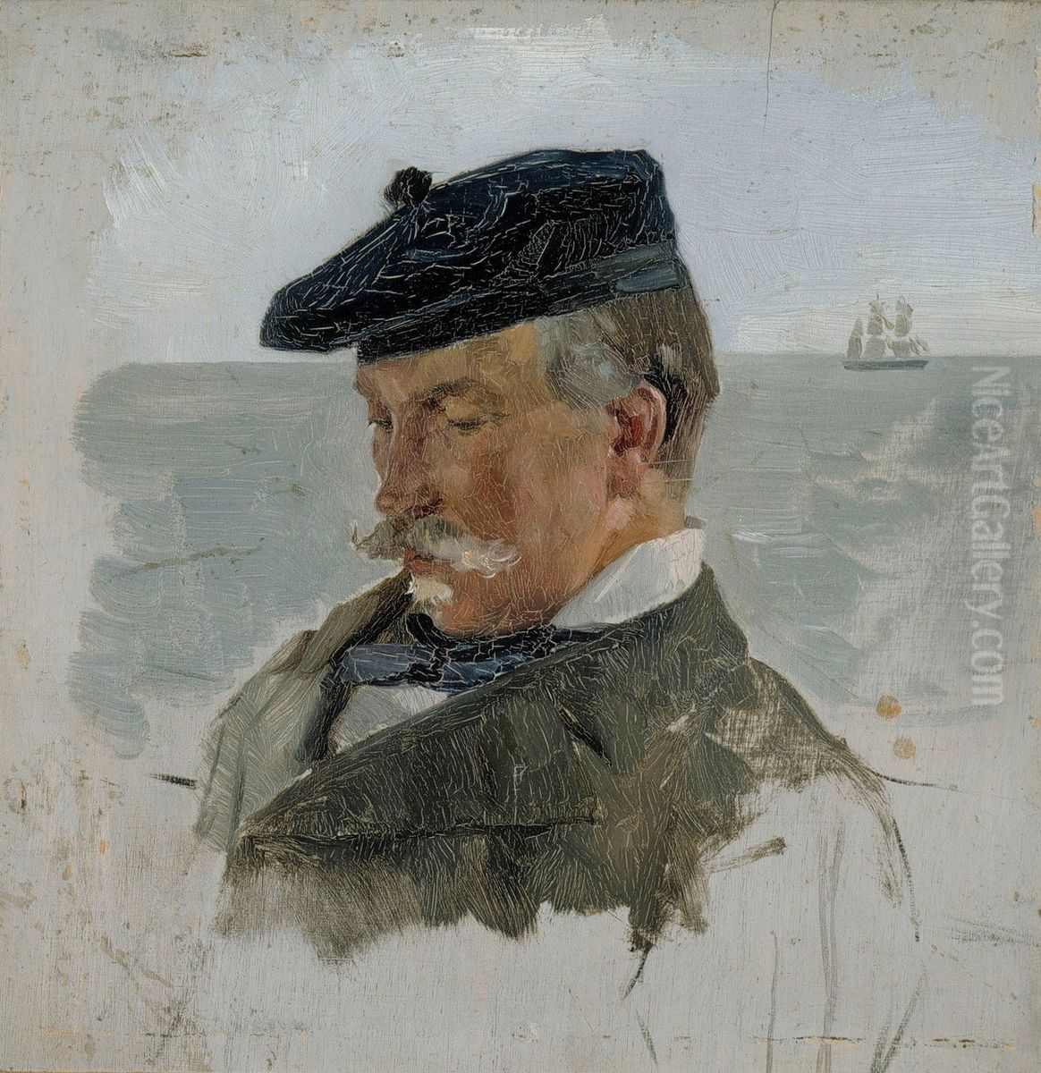 Portrait of Adolf von Becker the Painter Oil Painting by Albert Edelfelt