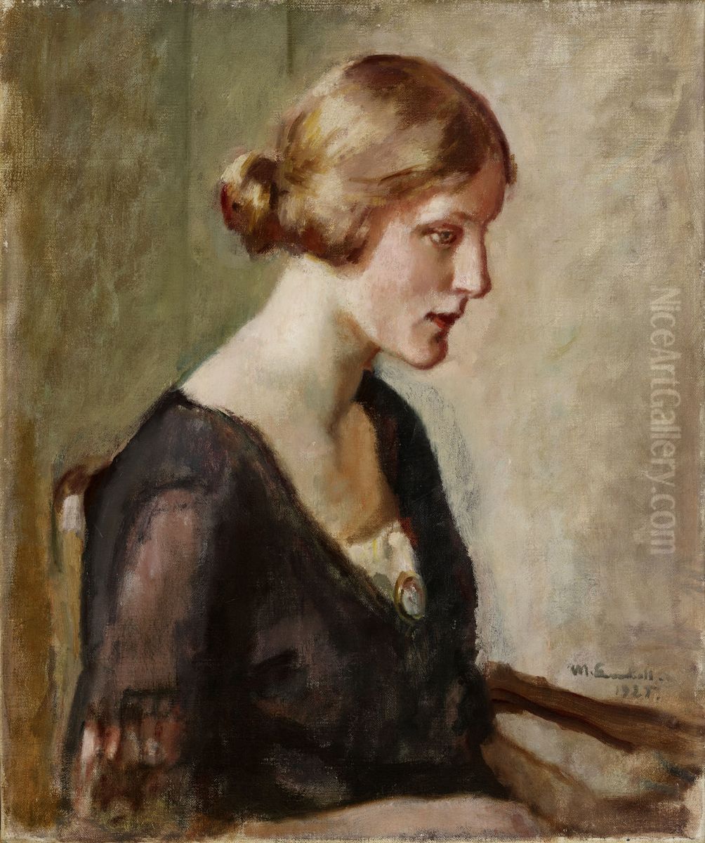 Portratt av froken Barbara Lagerborg Oil Painting by Magnus Enckell