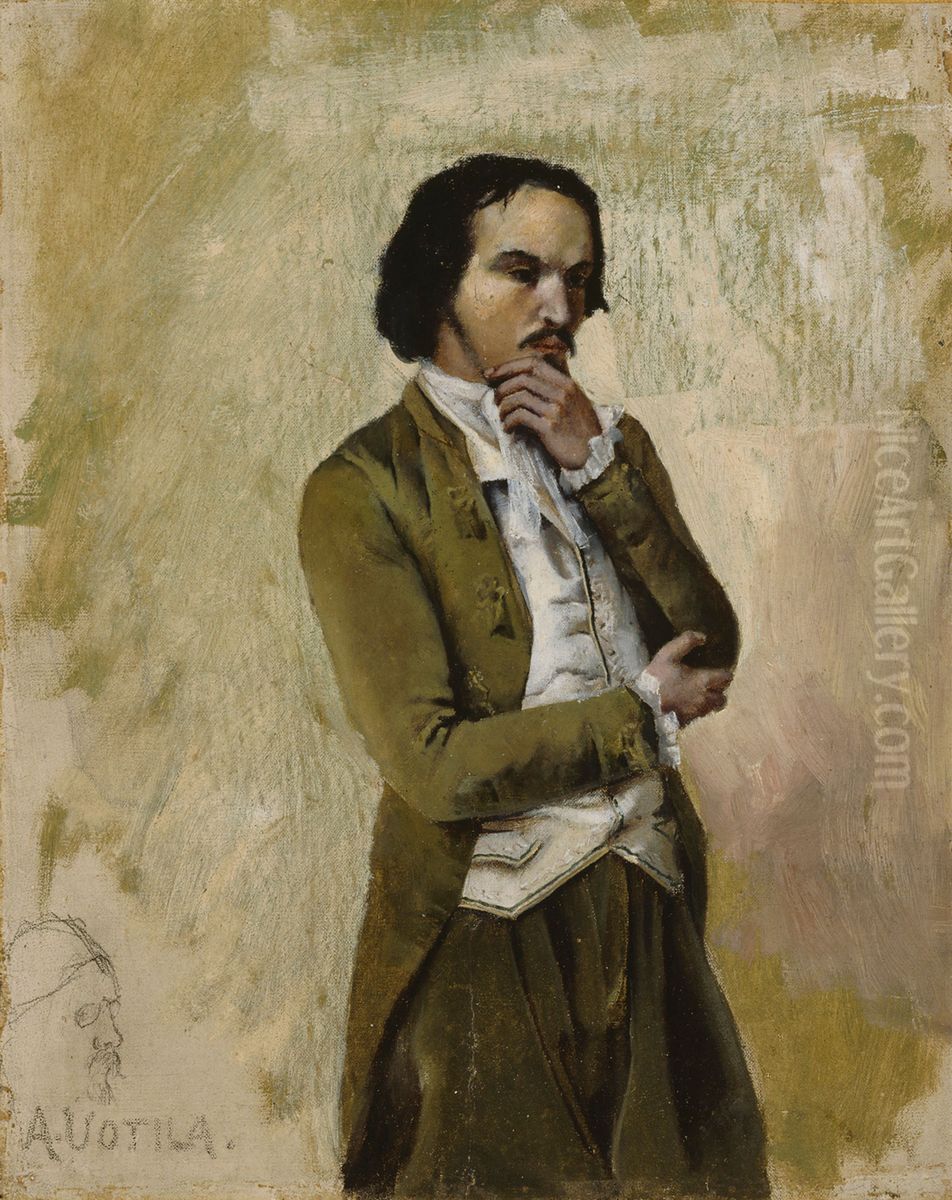 Man Standing Oil Painting by Aukusti Uotila