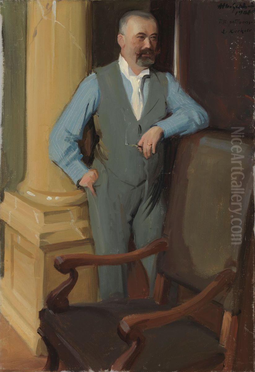 Ruukinpatruuna A.N:son Keirkner, muotokuvaharjoitelma Oil Painting by Albert Gebhard