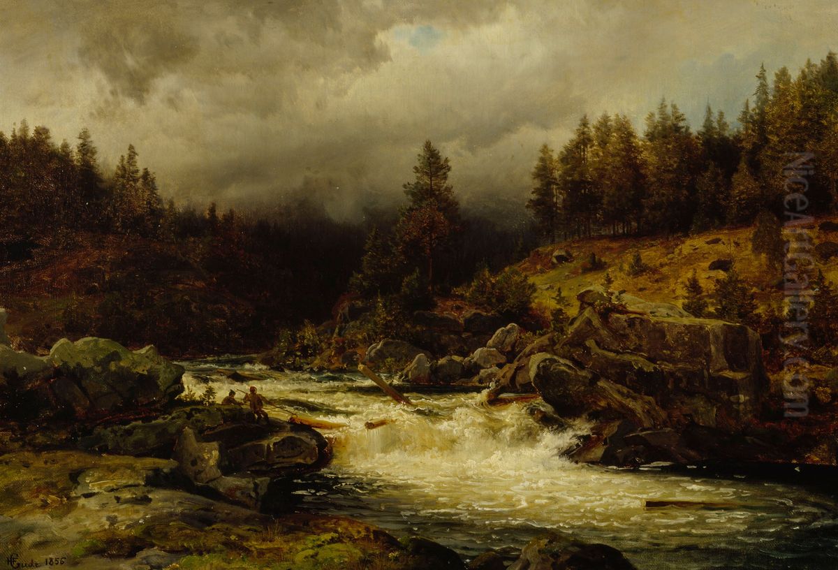 Rapids in Norway Oil Painting by Hans Gude