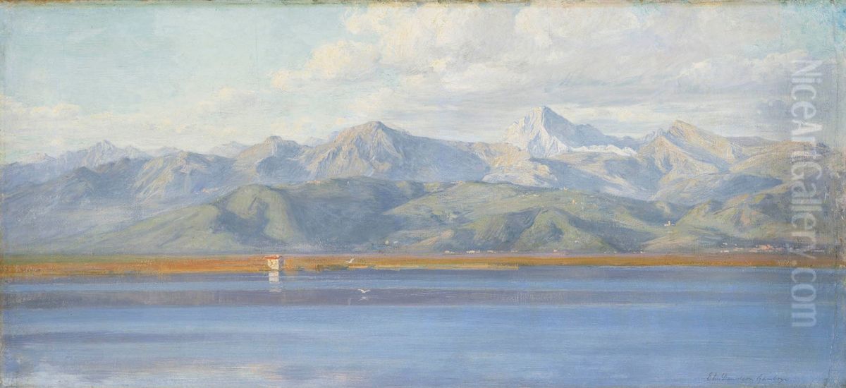 Vid insjon Massaciuccoli Oil Painting by Elin Danielson-Gambogi