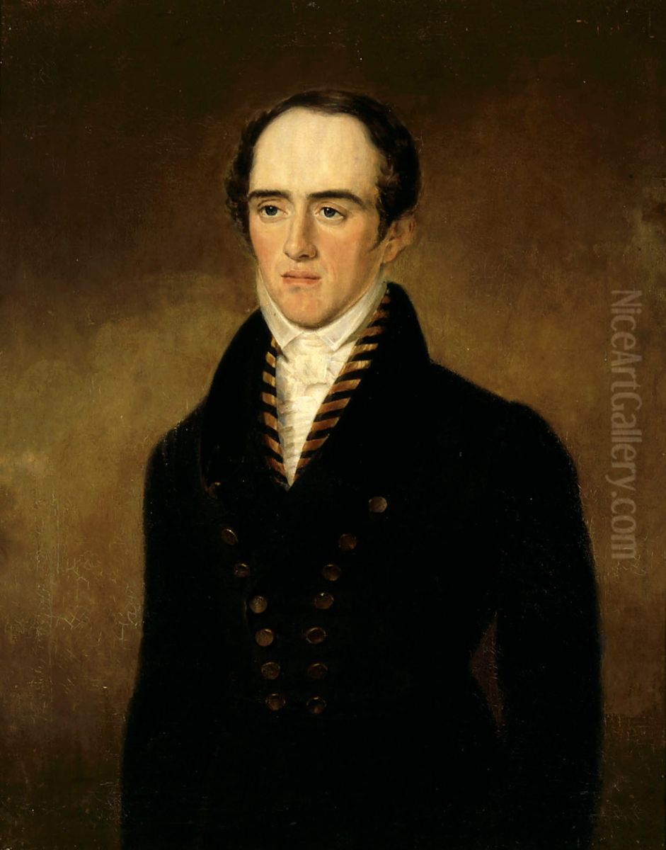 Portrait of Carl Gustaf Mannerheim (1797-1854) Oil Painting by Gustaf Wilhelm Finnberg