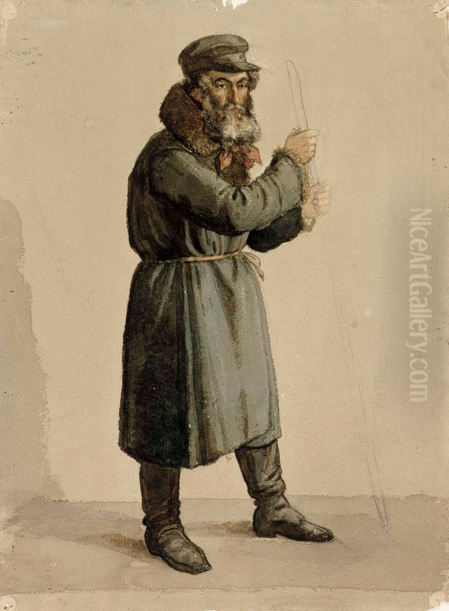 Venalainen pitkassa kaftaanissa, malliharjoitelma Oil Painting by Albert Edelfelt