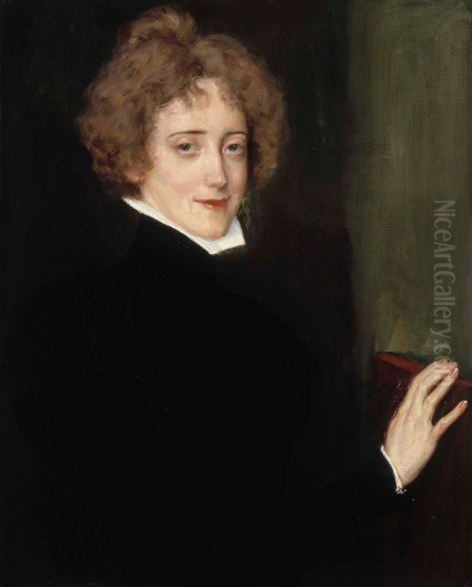 Kirjailijatar Elsa Lindbergin muotokuva Oil Painting by Albert Edelfelt