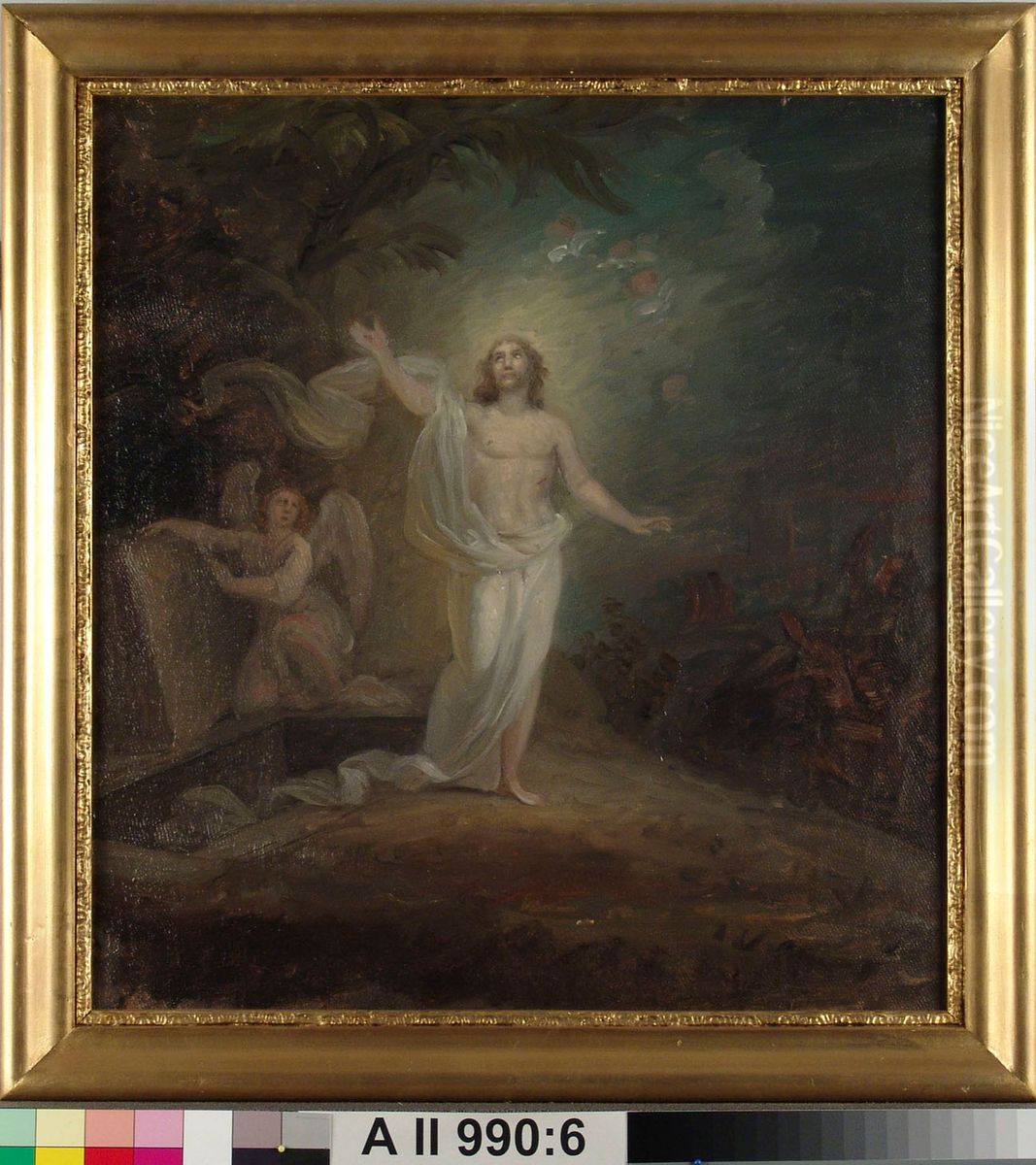 Kristuksen ylosnousemus, alttaritaululuonnos Oil Painting by Robert Wilhelm Ekman