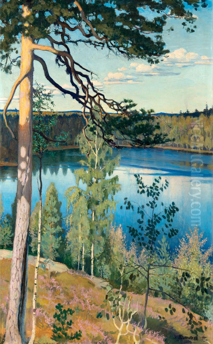 Eramaan jarvi Oil Painting by Vaino Blomstedt