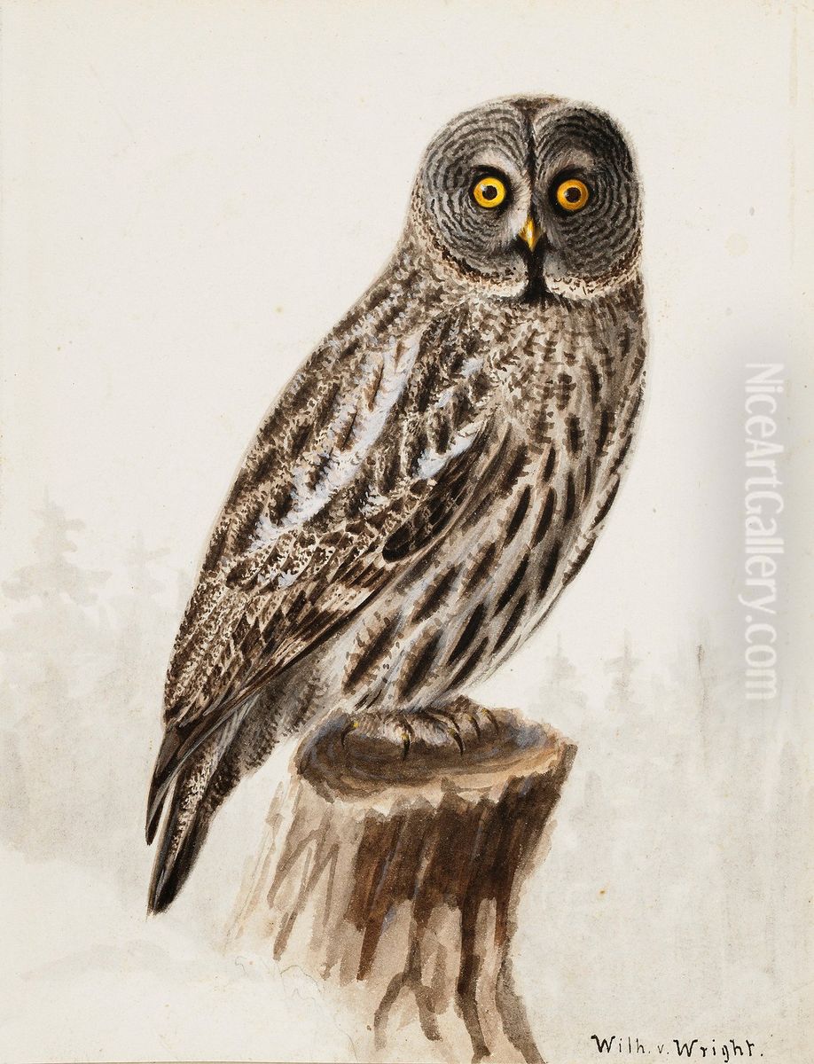 Great Grey Owl Oil Painting by Wilhelm Von Wright