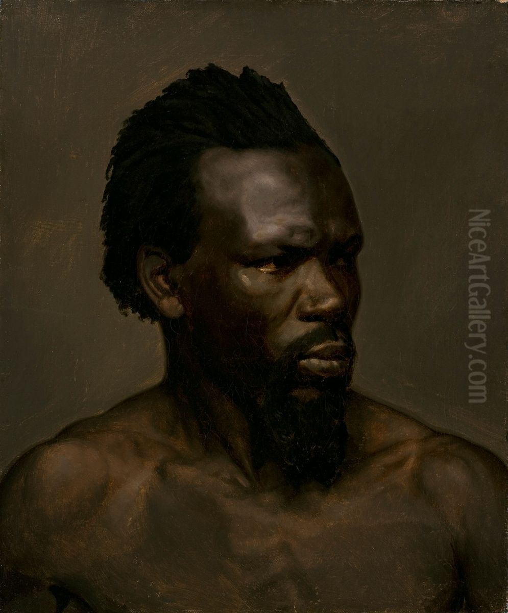 Bust portrait of a black man Oil Painting by Nils Blommer