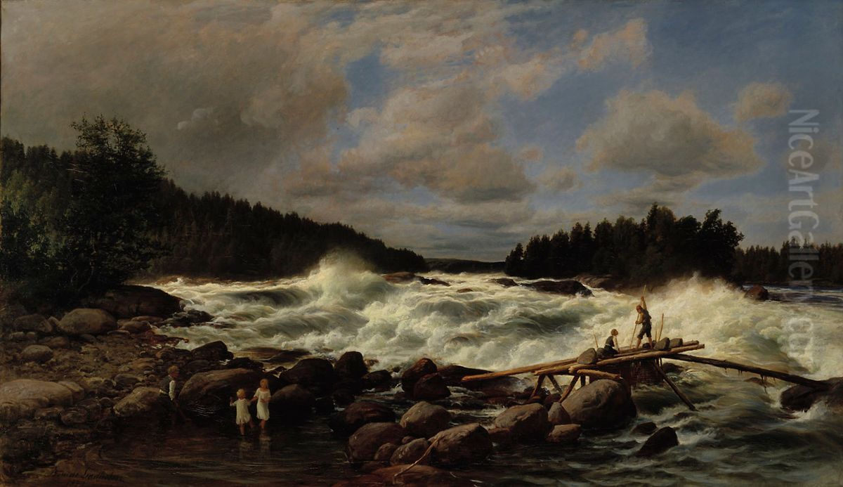 Vallinkoski Oil Painting by Berndt Lindholm