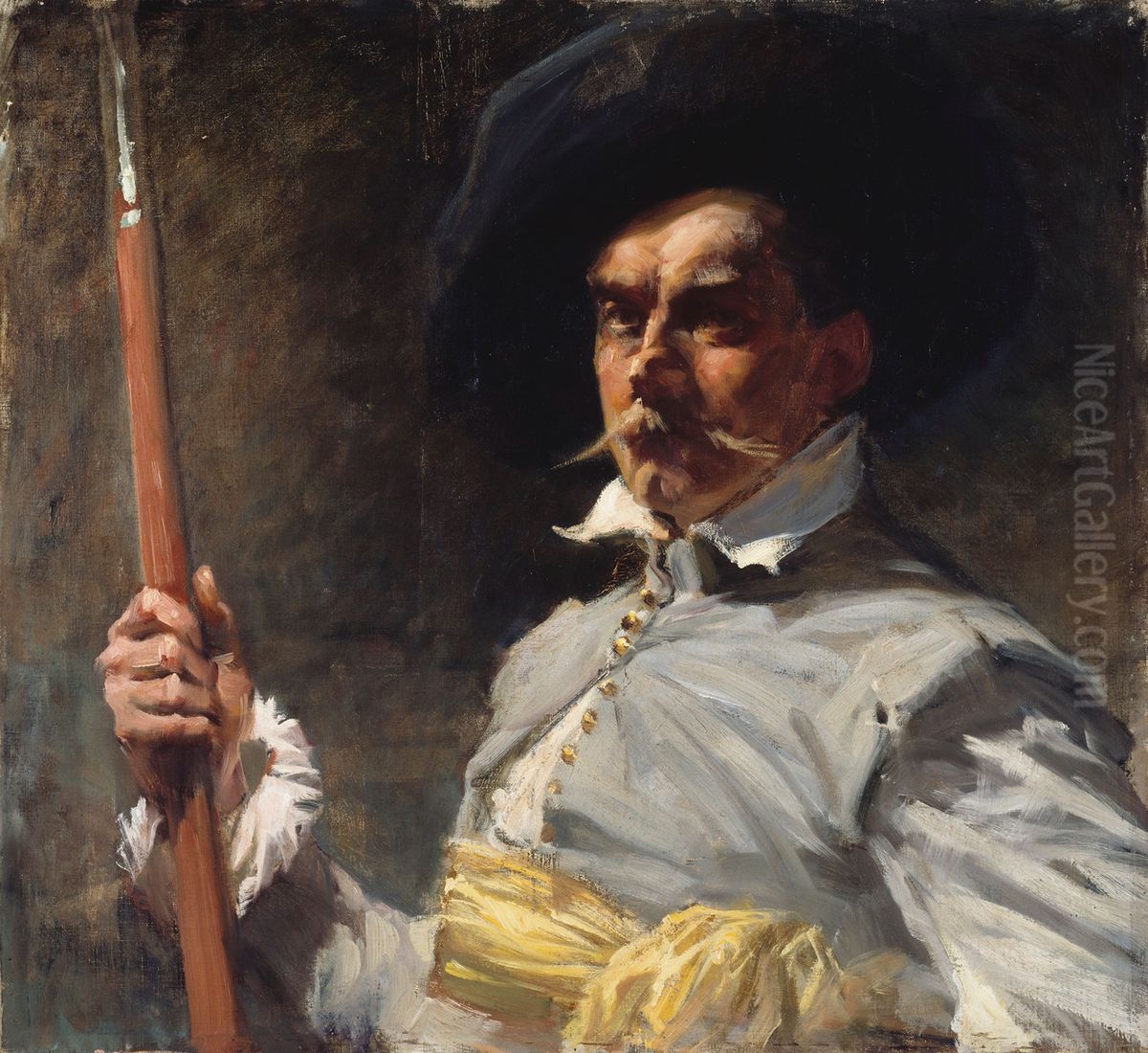 Self-Portrait in 17th Century Costume ; Self-Portrait in Dress of the 17th Century Oil Painting by Albert Edelfelt