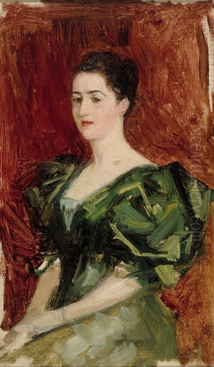 Portrait of Mrs. Dagmar Dippell, compositional sketch Oil Painting by Albert Edelfelt