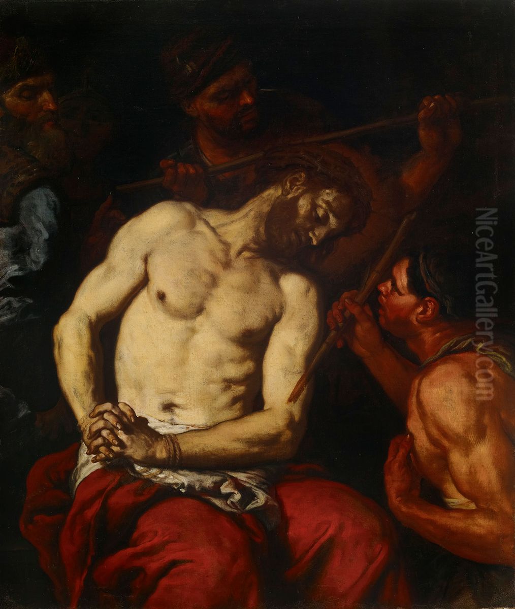 The Crowning with thorns Oil Painting by Johann Carl Loth